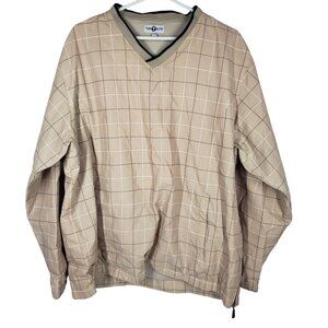 Top Flite Golf Windbreaker Men’s Large Pullover Jacket Long Sleeve Plaid Vintage